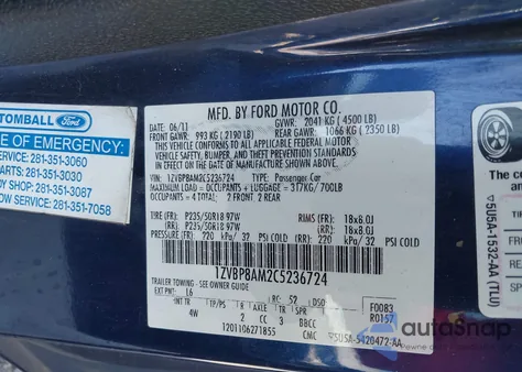 2012 Ford Mustang V6 Premium from USA, damaged, VIN 1ZVBP8AM2C5236724